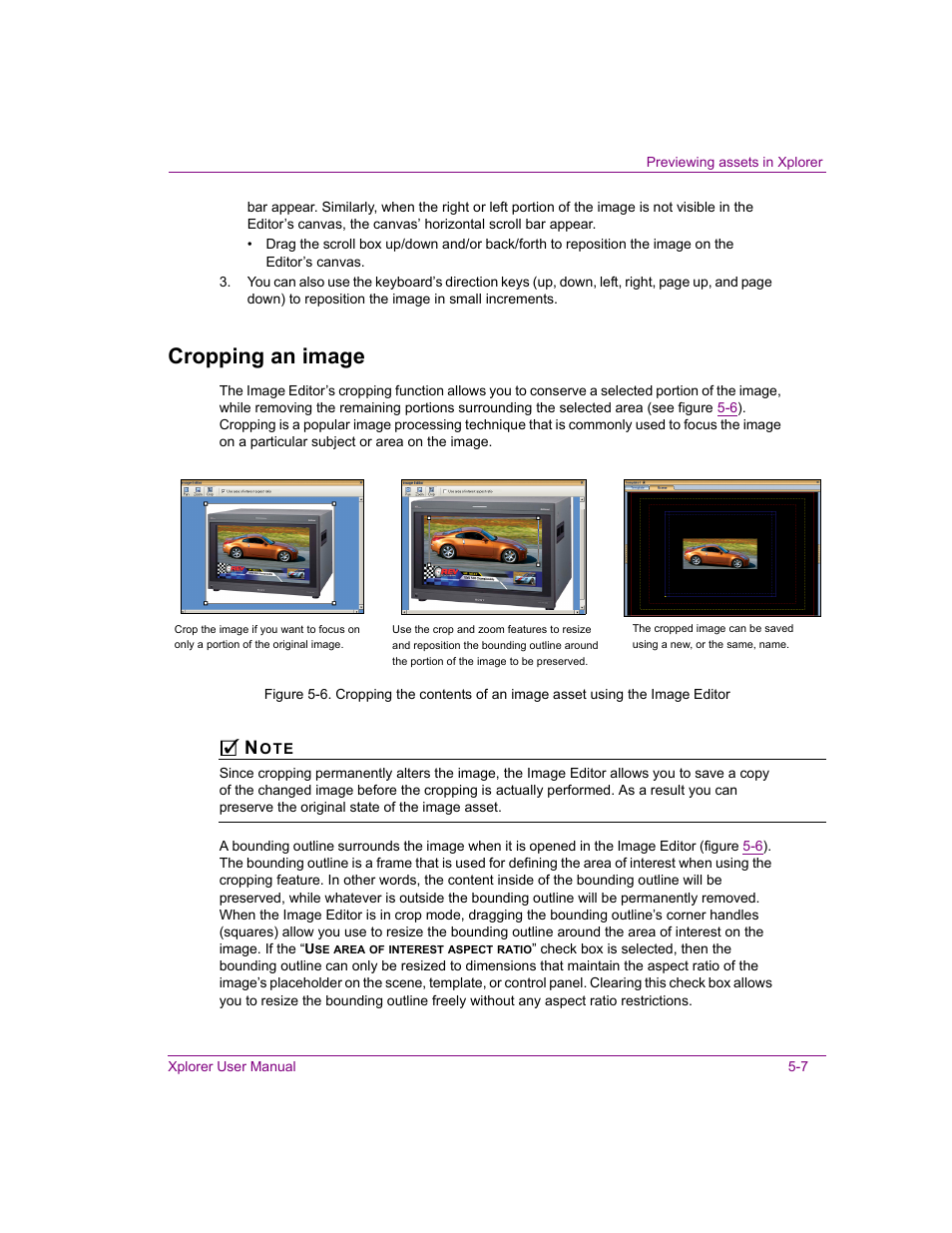 Cropping an image, Cropping an image -7 | Grass Valley Xplorer Vertigo Suite v.4.8 User Manual | Page 73 / 124
