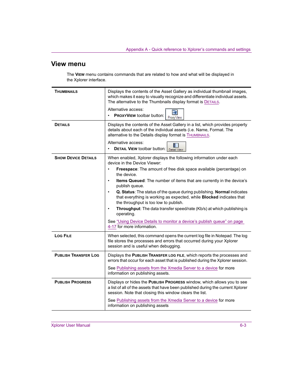 View menu, View menu -3 | Grass Valley Xplorer Vertigo Suite v.4.8 User Manual | Page 79 / 124