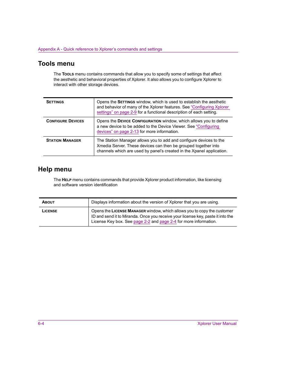 Tools menu, Help menu, Tools menu -4 help menu -4 | Grass Valley Xplorer Vertigo Suite v.4.8 User Manual | Page 80 / 124