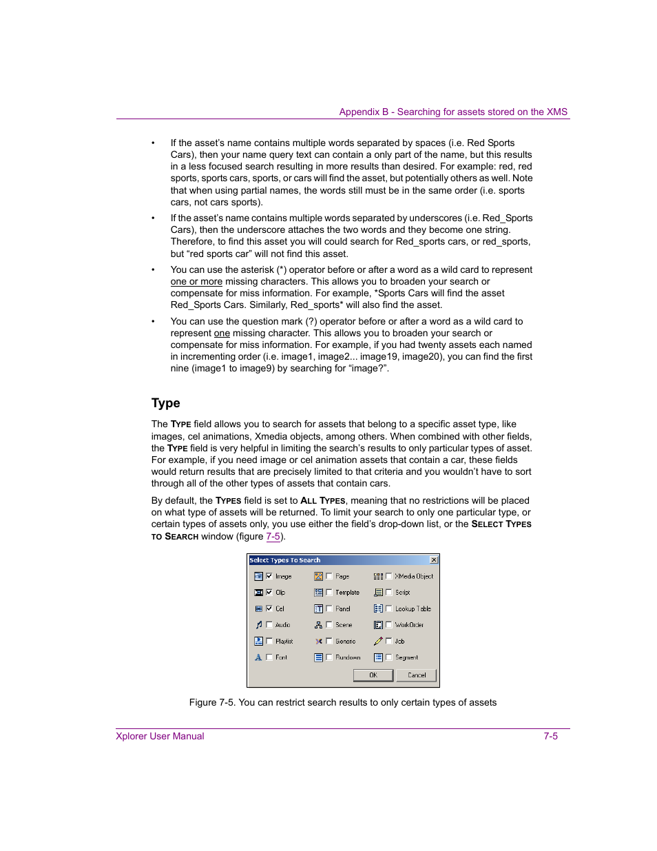 Type | Grass Valley Xplorer Vertigo Suite v.4.8 User Manual | Page 95 / 124