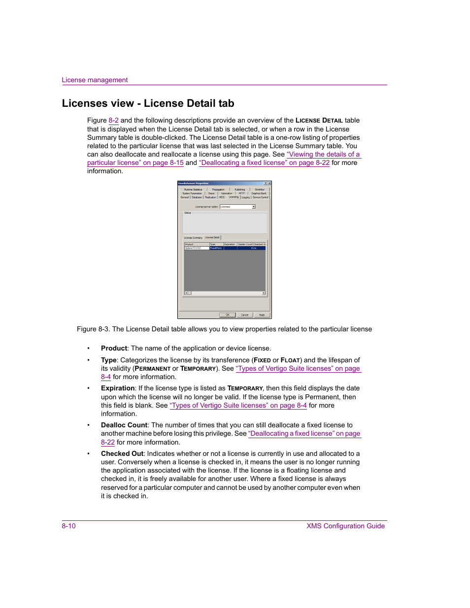 Licenses view - license detail tab, Licenses view - license detail tab -10 | Grass Valley Xmedia Server Vertigo Suite v.5.0 User Manual | Page 113 / 297