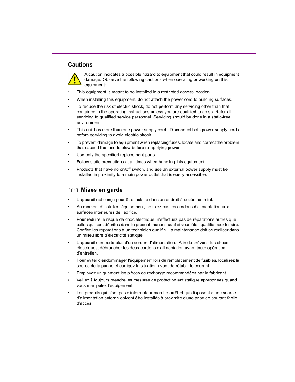 Cautions, Mises en garde | Grass Valley Xmedia Server Vertigo Suite v.5.0 User Manual | Page 12 / 297