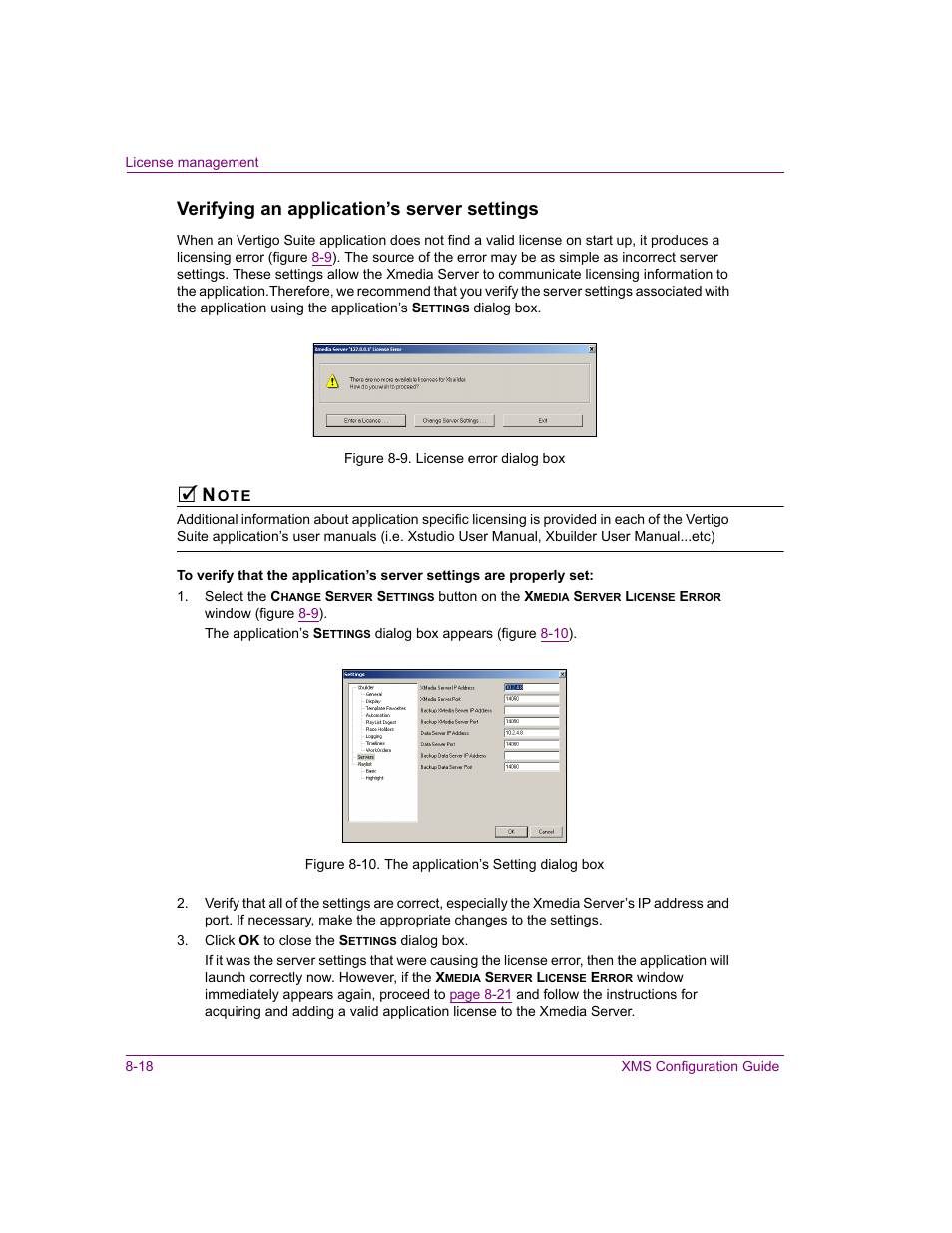 Verifying an application’s server settings | Grass Valley Xmedia Server Vertigo Suite v.5.0 User Manual | Page 121 / 297