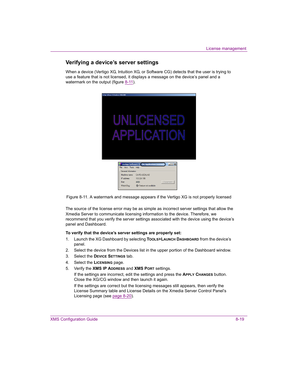 Verifying a device’s server settings | Grass Valley Xmedia Server Vertigo Suite v.5.0 User Manual | Page 122 / 297