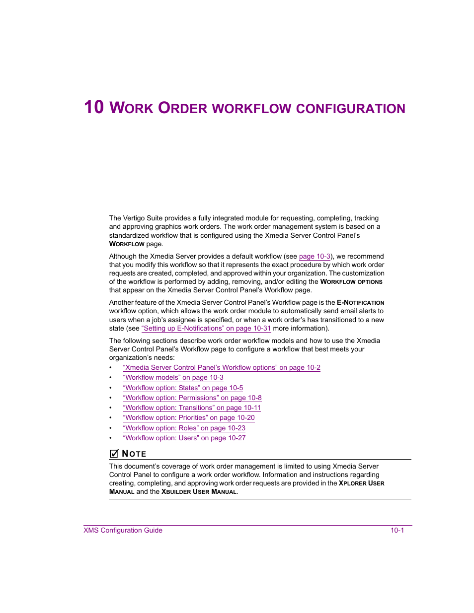 10 work order workflow configuration, Work order workflow configuration -1, Work order workflow | Rder, Workflow, Configuration | Grass Valley Xmedia Server Vertigo Suite v.5.0 User Manual | Page 130 / 297