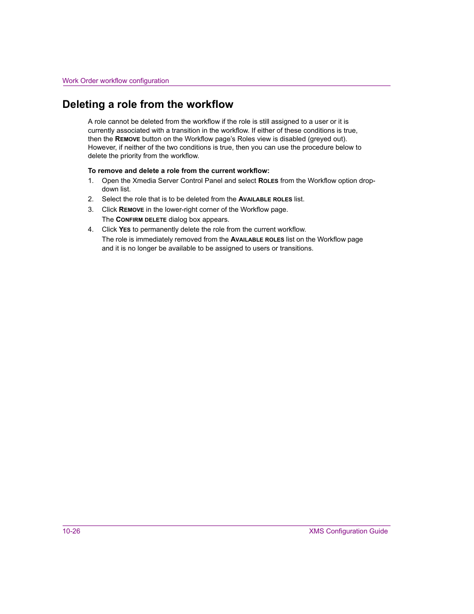 Deleting a role from the workflow, Deleting a role from the workflow -26 | Grass Valley Xmedia Server Vertigo Suite v.5.0 User Manual | Page 155 / 297