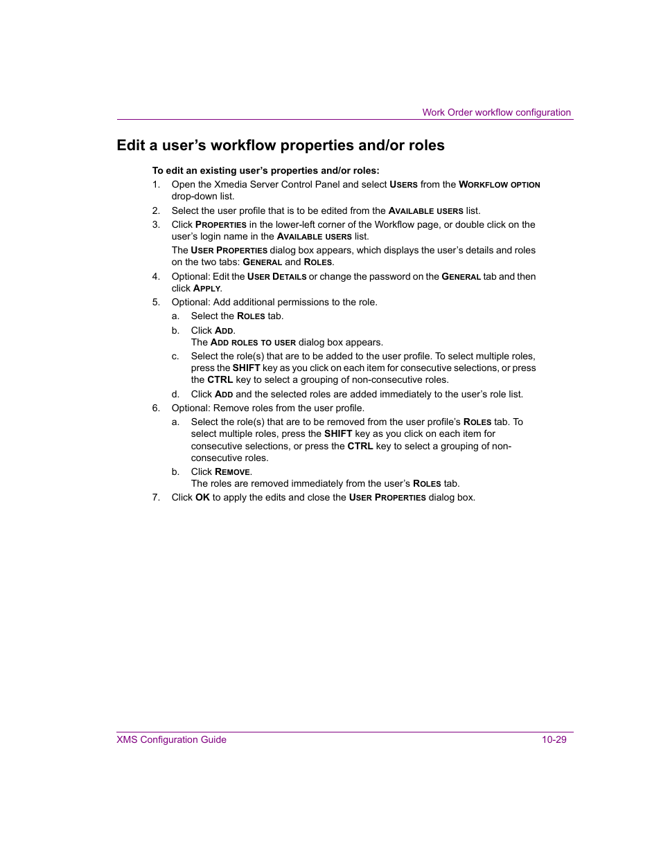 Edit a user’s workflow properties and/or roles, Edit a user’s workflow properties and/or roles -29 | Grass Valley Xmedia Server Vertigo Suite v.5.0 User Manual | Page 158 / 297