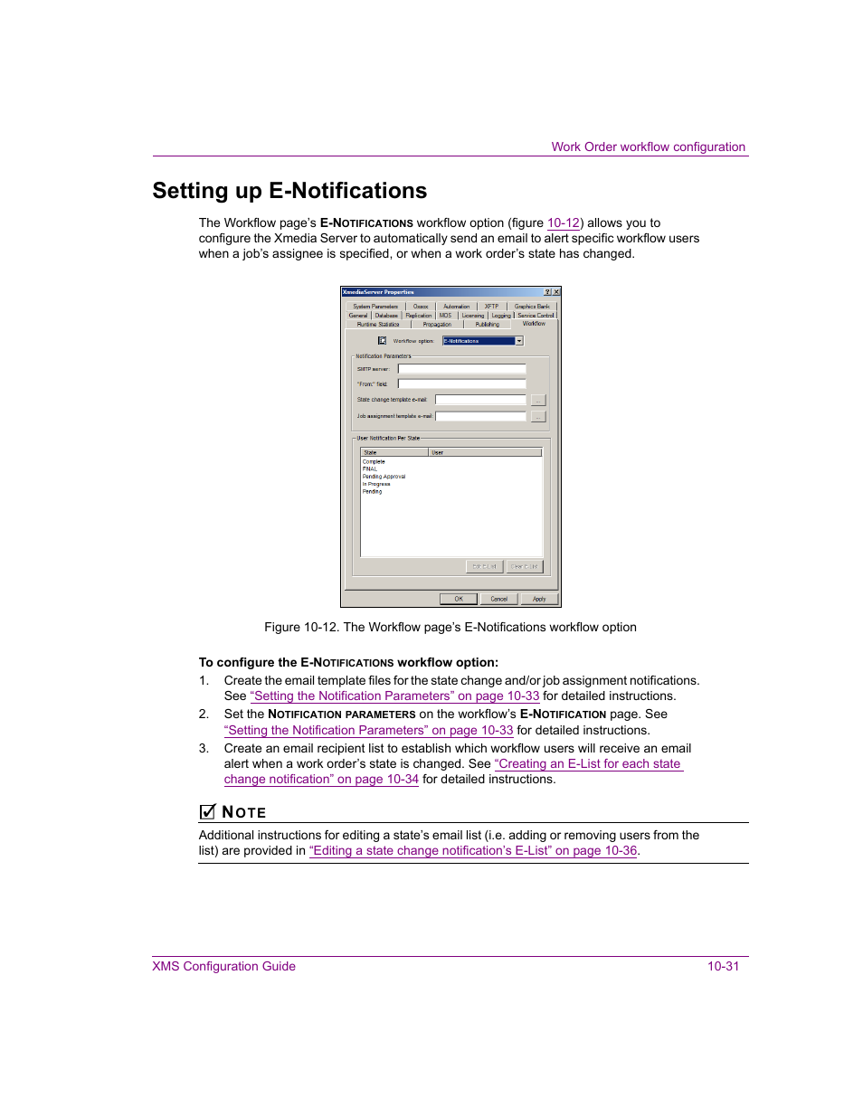 Setting up e-notifications, Setting up e-notifications -31, More information) | Grass Valley Xmedia Server Vertigo Suite v.5.0 User Manual | Page 160 / 297