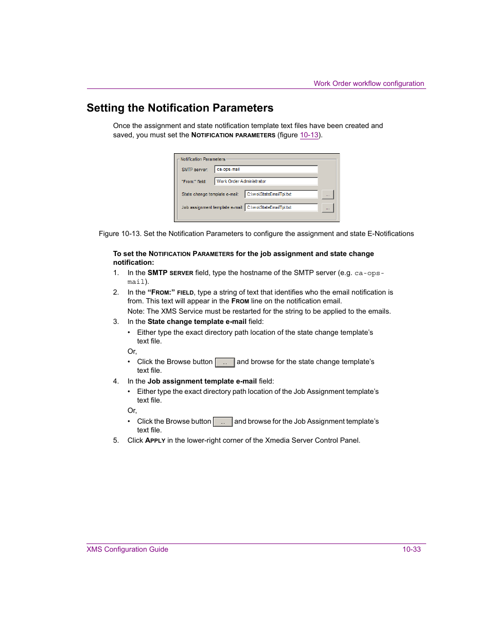 Setting the notification parameters, Setting the notification parameters -33 | Grass Valley Xmedia Server Vertigo Suite v.5.0 User Manual | Page 162 / 297