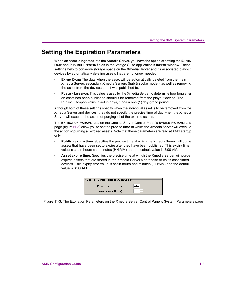 Setting the expiration parameters, Setting the expiration parameters -3 | Grass Valley Xmedia Server Vertigo Suite v.5.0 User Manual | Page 174 / 297