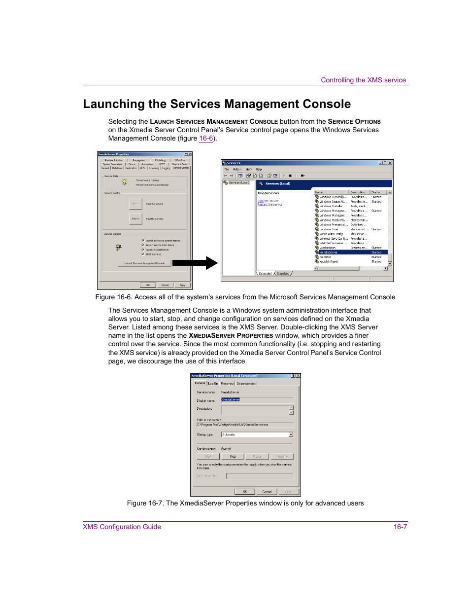 Launching the services management console, Launching the services management console -7 | Grass Valley Xmedia Server Vertigo Suite v.5.0 User Manual | Page 192 / 297