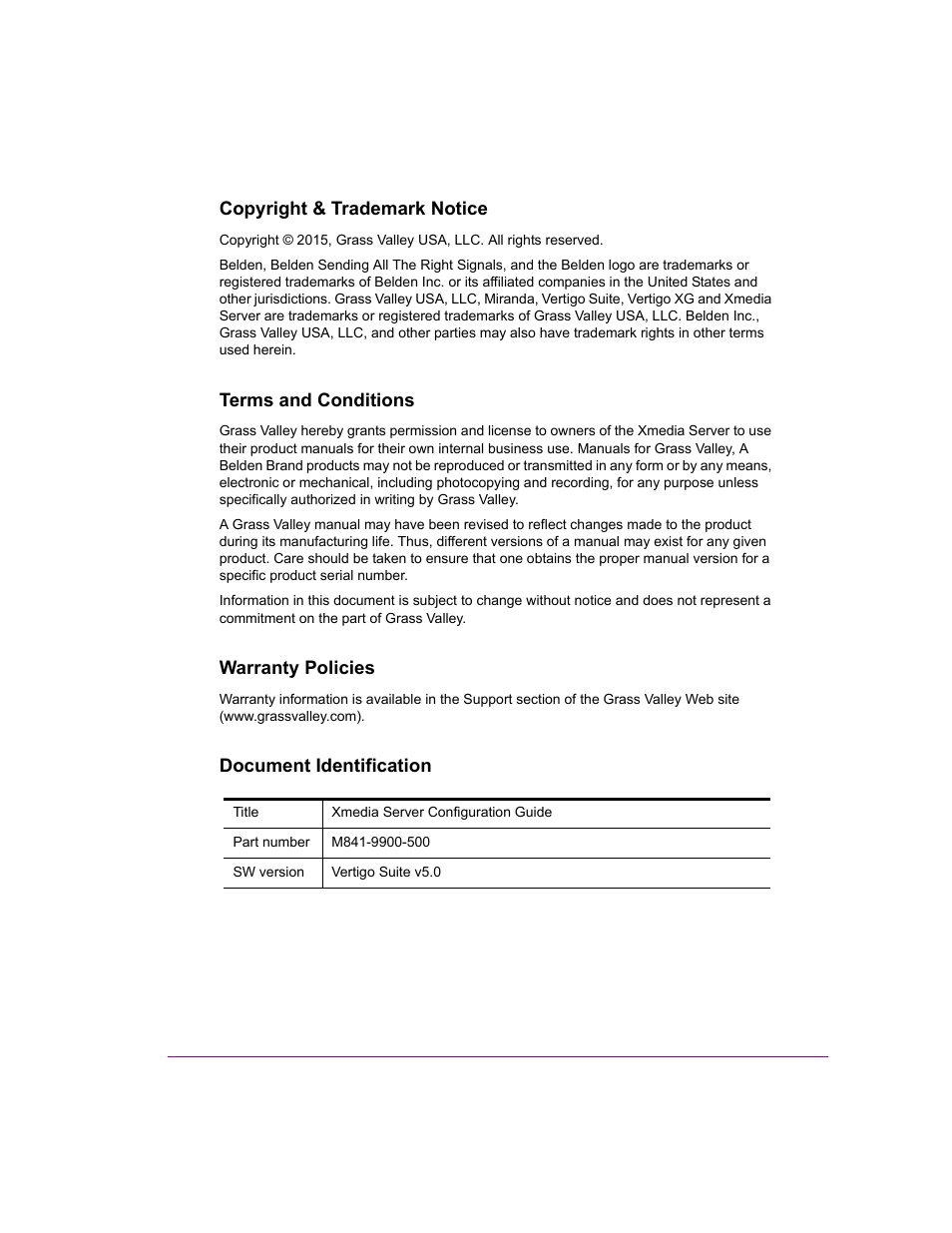 Grass Valley Xmedia Server Vertigo Suite v.5.0 User Manual | Page 2 / 297