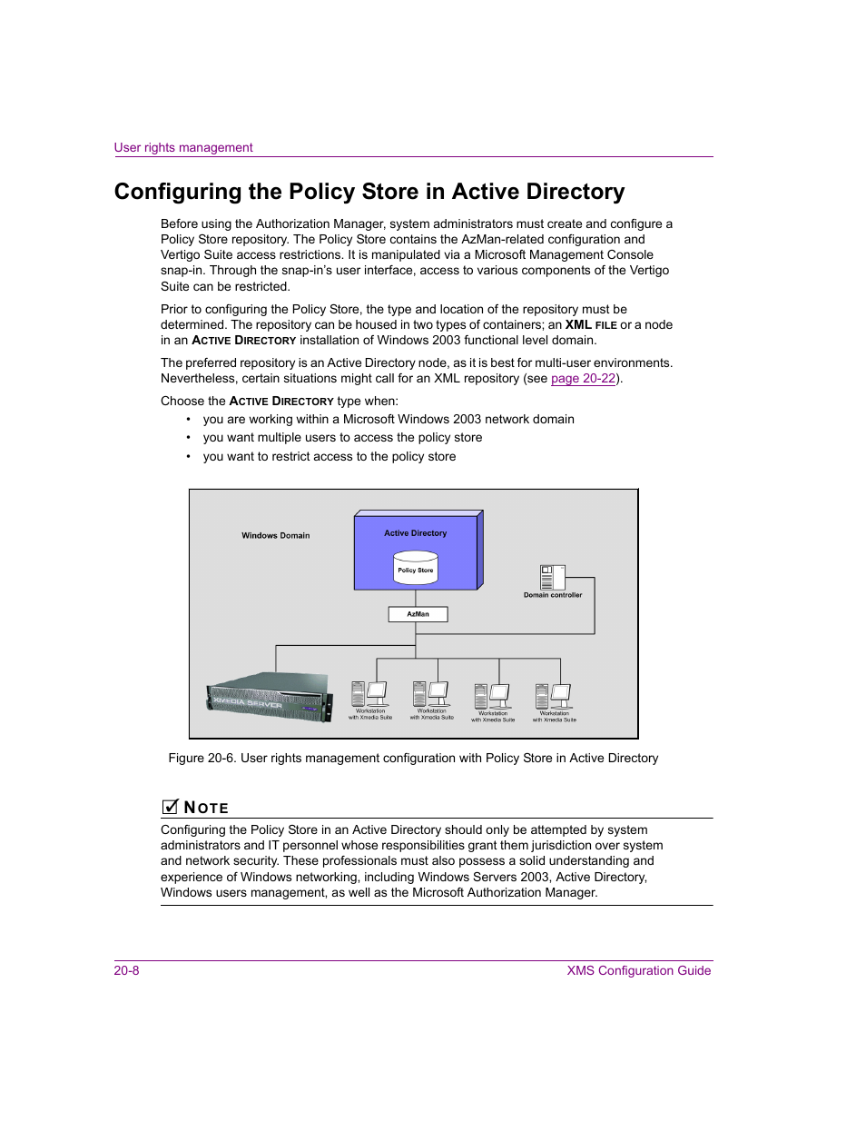 Configuring the policy store in active directory | Grass Valley Xmedia Server Vertigo Suite v.5.0 User Manual | Page 233 / 297