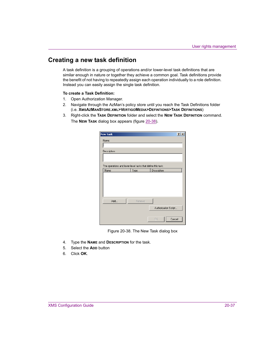 Creating a new task definition, Creating a new task definition -37 | Grass Valley Xmedia Server Vertigo Suite v.5.0 User Manual | Page 262 / 297