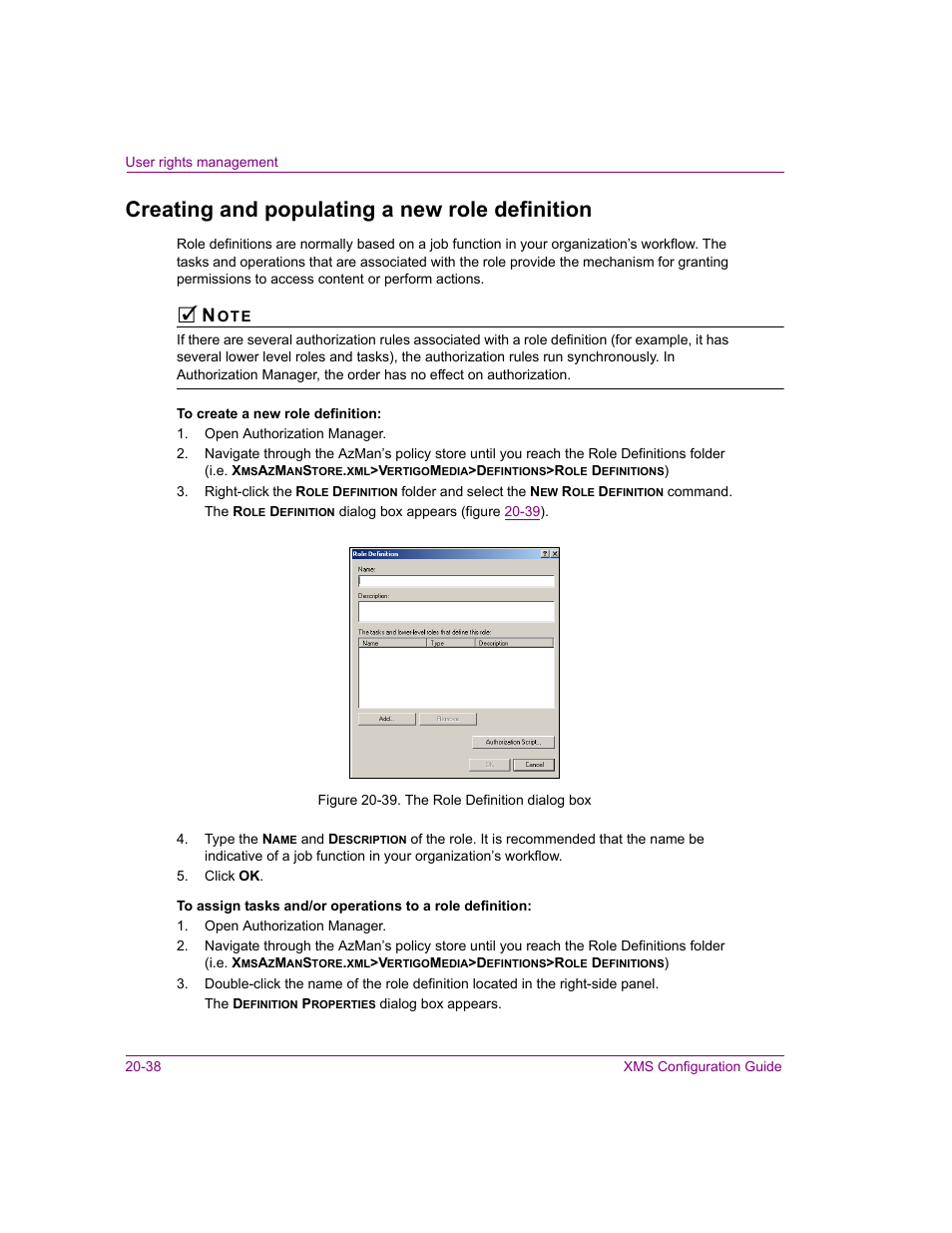 Creating and populating a new role definition, Creating and populating a new role definition -38 | Grass Valley Xmedia Server Vertigo Suite v.5.0 User Manual | Page 263 / 297