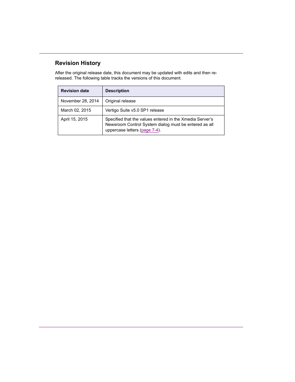 Revision history | Grass Valley Xmedia Server Vertigo Suite v.5.0 User Manual | Page 3 / 297