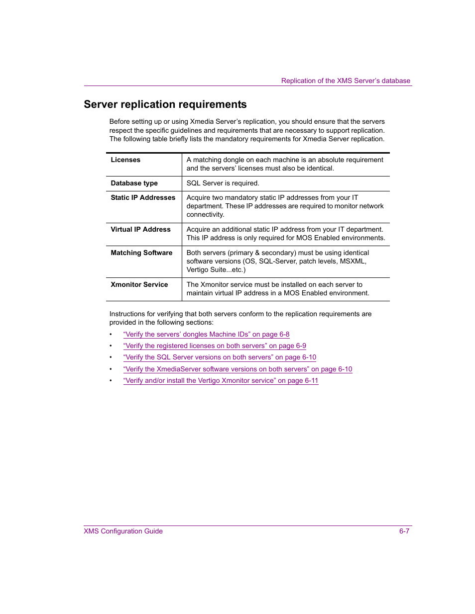 Server replication requirements, Server replication requirements -7 | Grass Valley Xmedia Server Vertigo Suite v.5.0 User Manual | Page 70 / 297