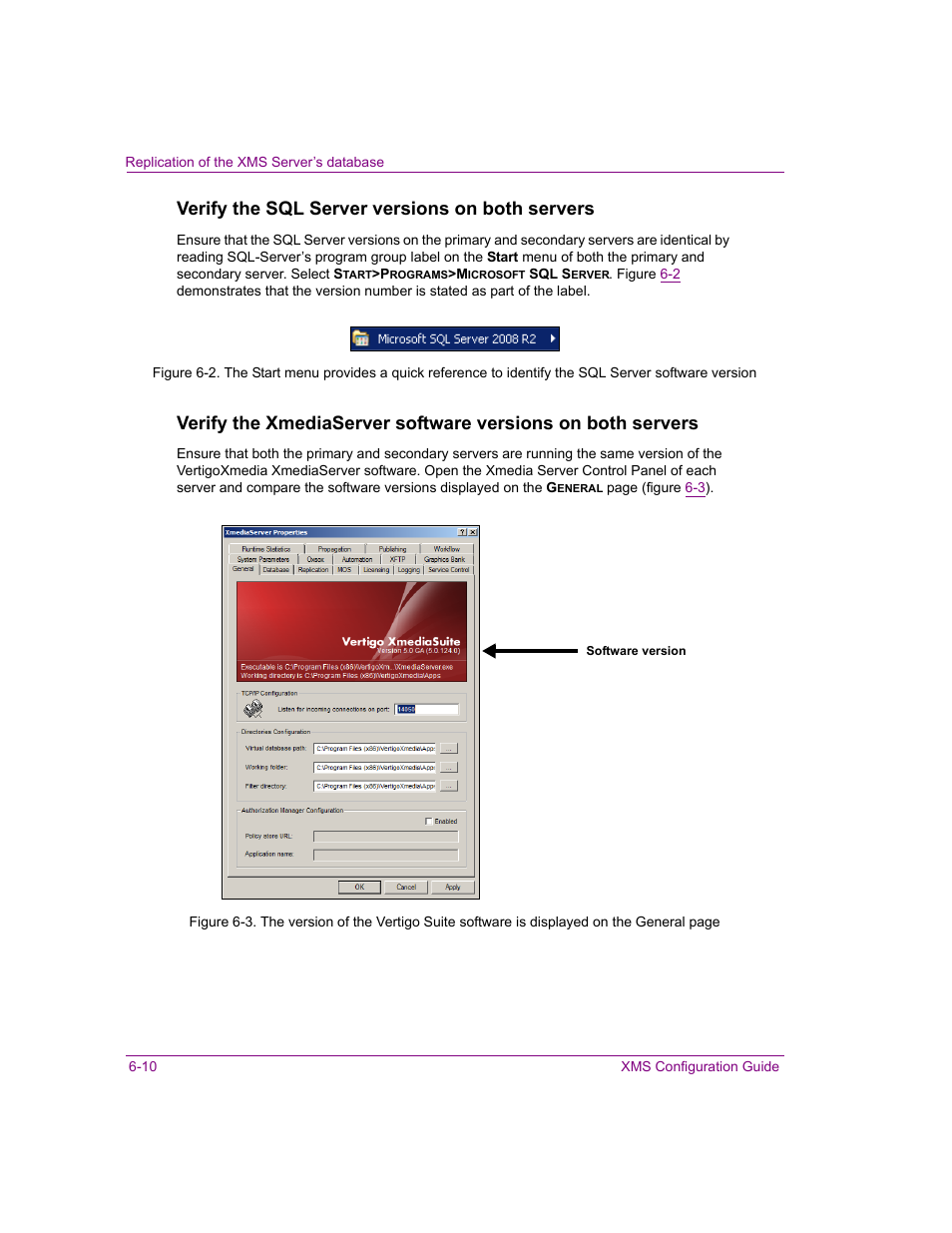 Verify the sql server versions on both servers | Grass Valley Xmedia Server Vertigo Suite v.5.0 User Manual | Page 73 / 297