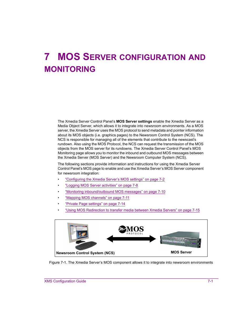 7 mos server configuration and monitoring, Mos server configuration and monitoring -1, 7 mos s | Erver, Configuration, Monitoring | Grass Valley Xmedia Server Vertigo Suite v.5.0 User Manual | Page 86 / 297