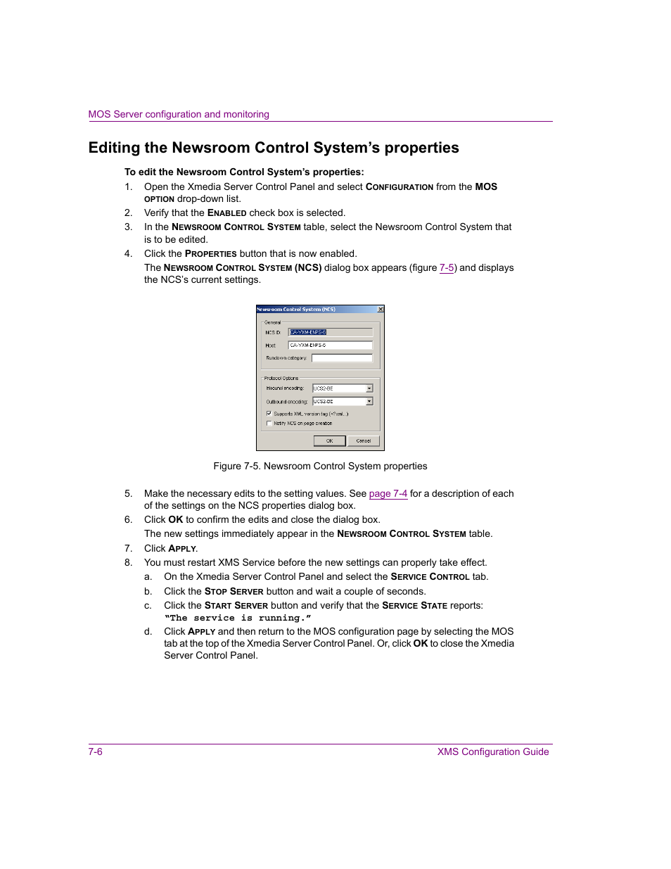 Editing the newsroom control system’s properties | Grass Valley Xmedia Server Vertigo Suite v.5.0 User Manual | Page 91 / 297
