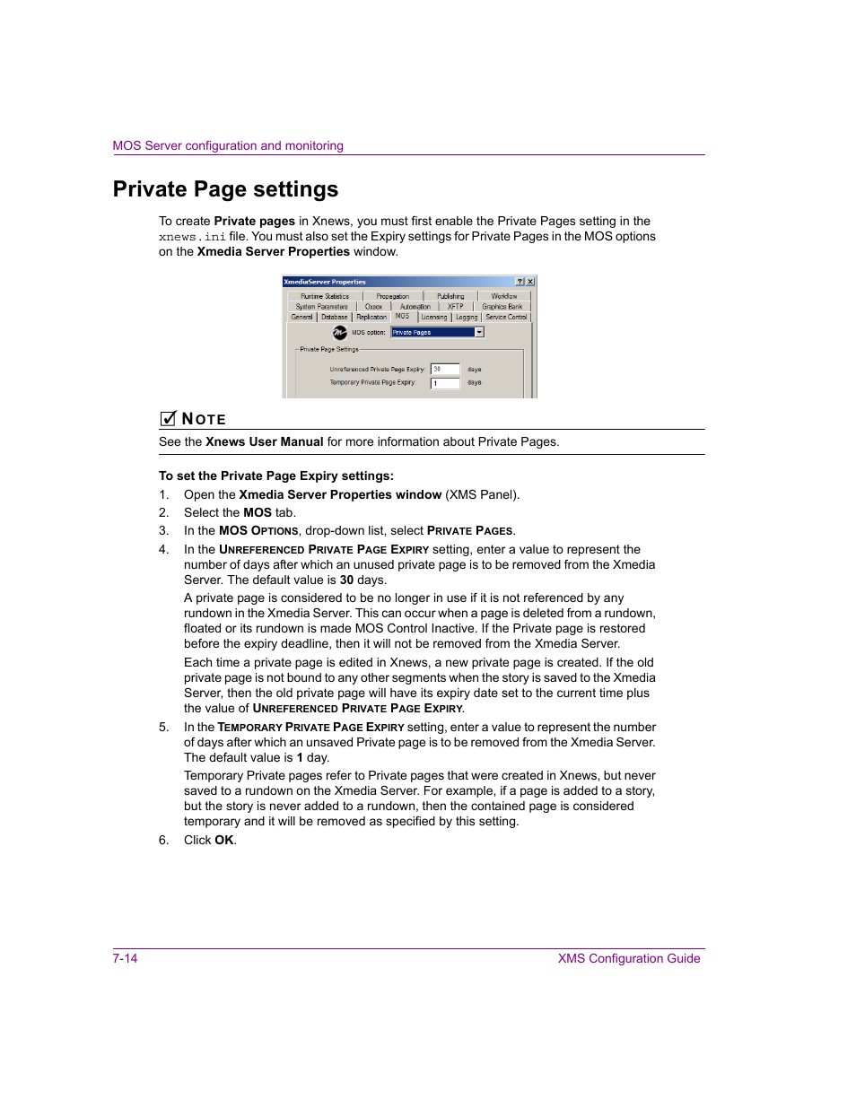 Private page settings | Grass Valley Xmedia Server Vertigo Suite v.5.0 User Manual | Page 99 / 297