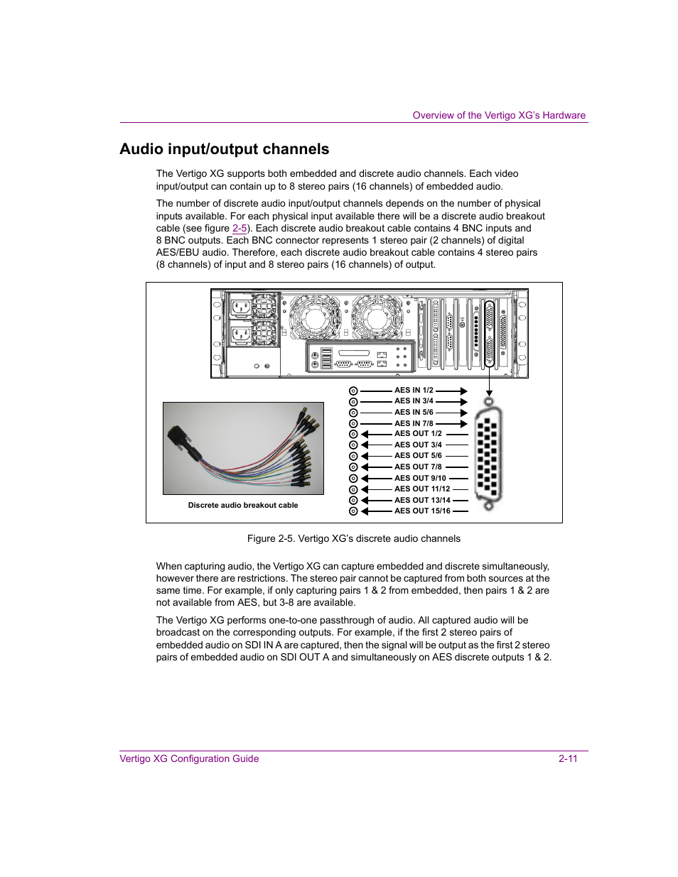 Audio input/output channels, Audio input/output channels -11, Audio | Grass Valley XG Vertigo Configuration Guide v.5.0 User Manual | Page 22 / 103