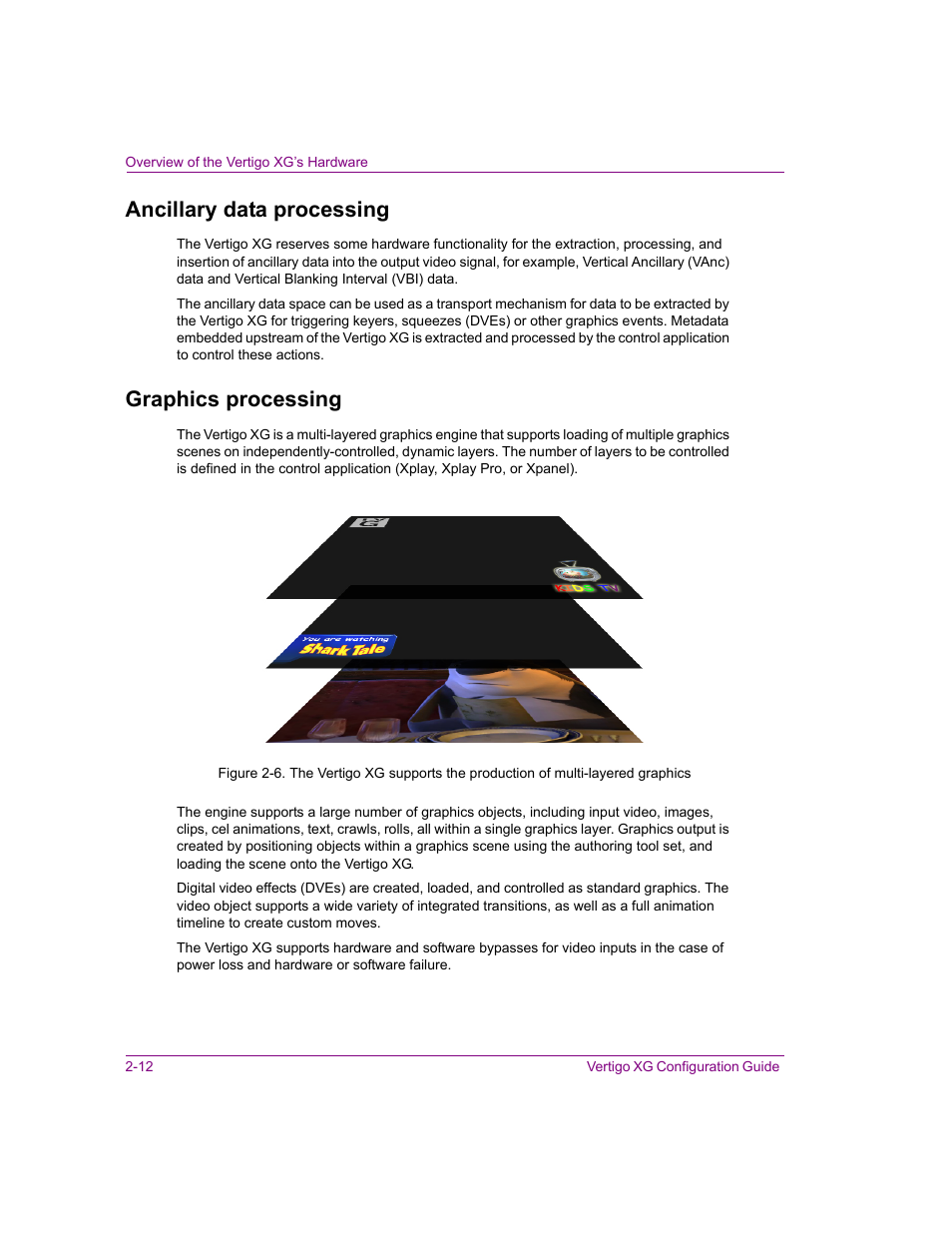 Ancillary data processing, Graphics processing | Grass Valley XG Vertigo Configuration Guide v.5.0 User Manual | Page 23 / 103