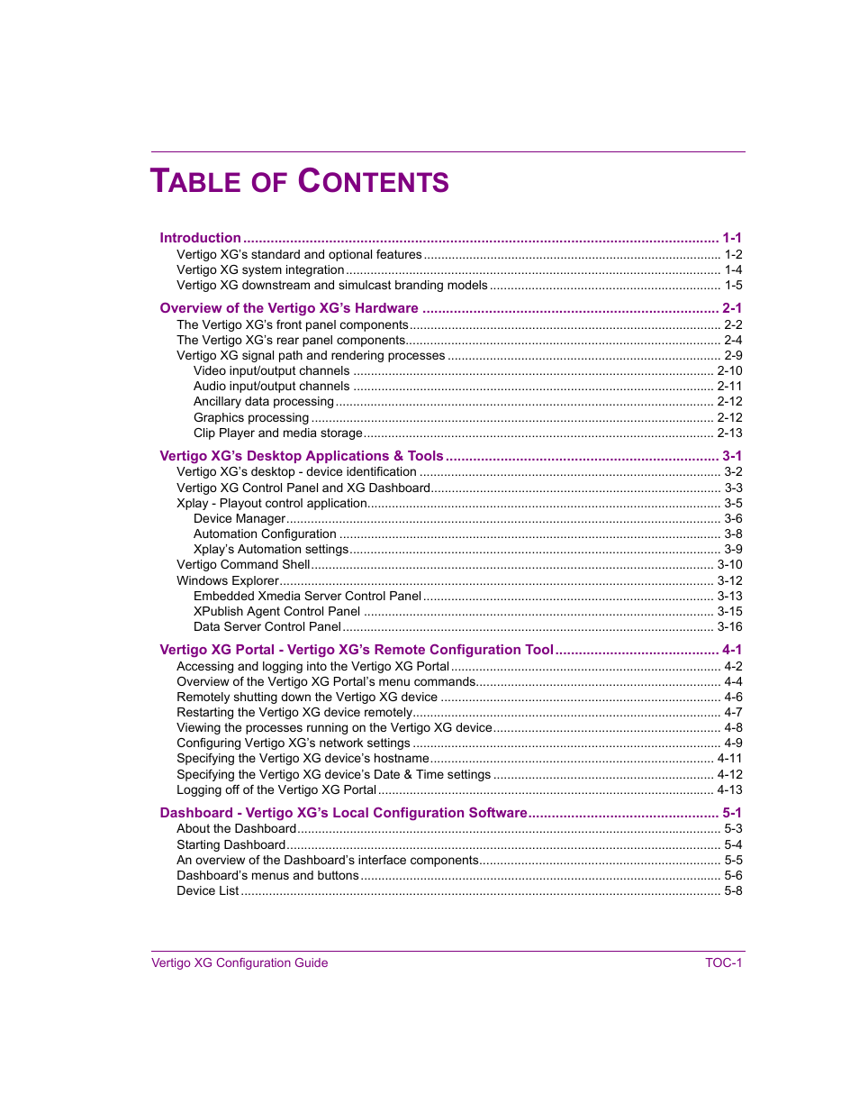 Able, Ontents | Grass Valley XG Vertigo Configuration Guide v.5.0 User Manual | Page 4 / 103