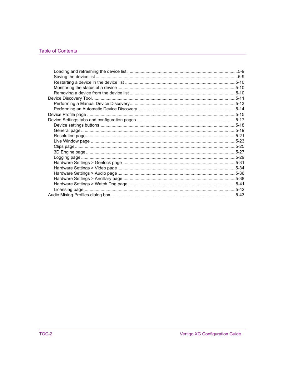 Grass Valley XG Vertigo Configuration Guide v.5.0 User Manual | Page 5 / 103