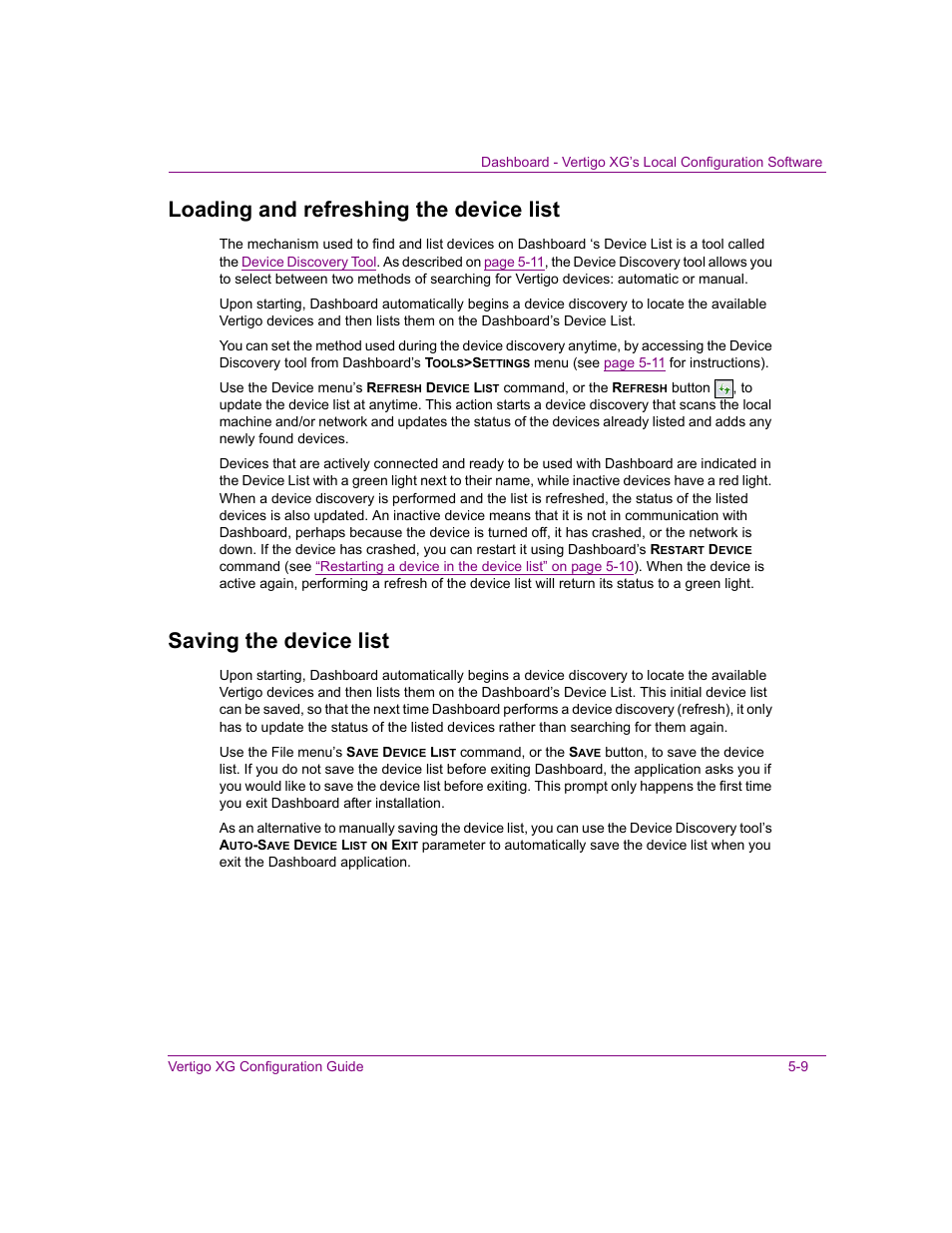 Loading and refreshing the device list, Saving the device list | Grass Valley XG Vertigo Configuration Guide v.5.0 User Manual | Page 64 / 103