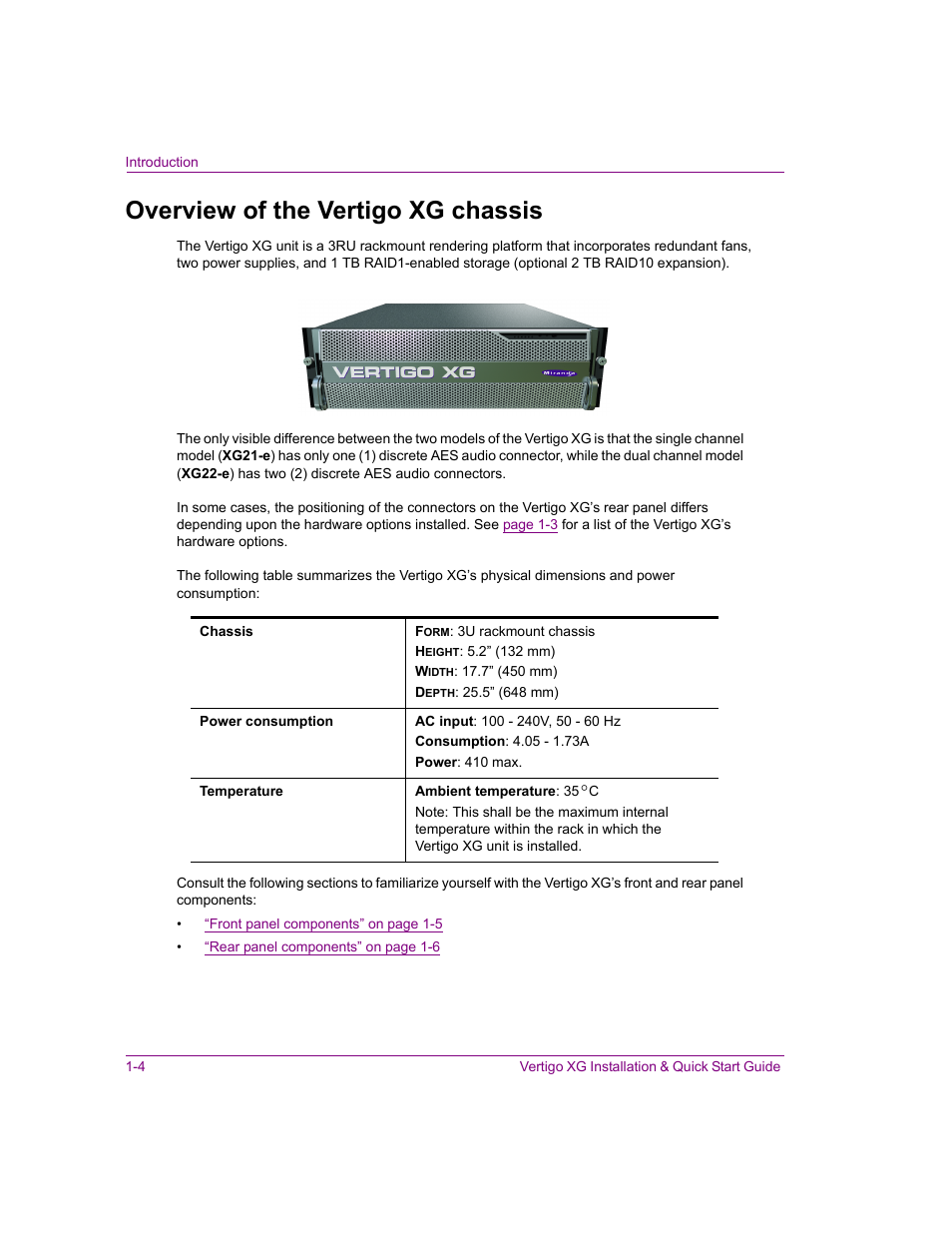 Overview of the vertigo xg chassis, Overview of the vertigo xg chassis -4 | Grass Valley XG Vertigo Quick Start v.5.0 User Manual | Page 23 / 46