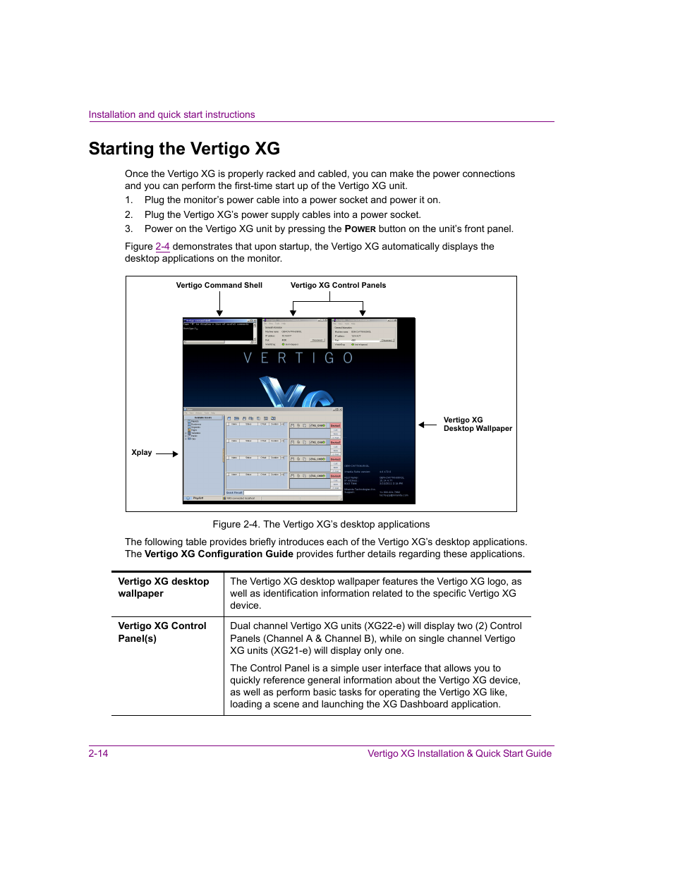 Starting the vertigo xg, Starting the vertigo xg -14 | Grass Valley XG Vertigo Quick Start v.5.0 User Manual | Page 39 / 46