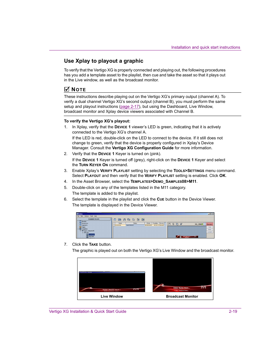 Use xplay to playout a graphic | Grass Valley XG Vertigo Quick Start v.5.0 User Manual | Page 44 / 46