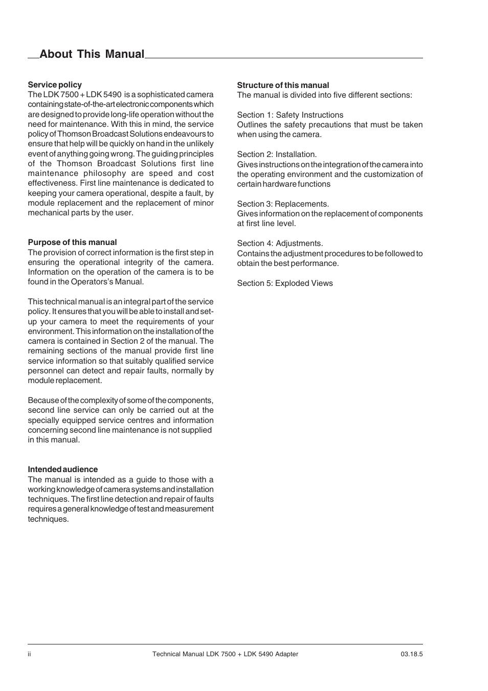 About this manual | Grass Valley LDK 7500 Technical Manual User Manual | Page 2 / 42