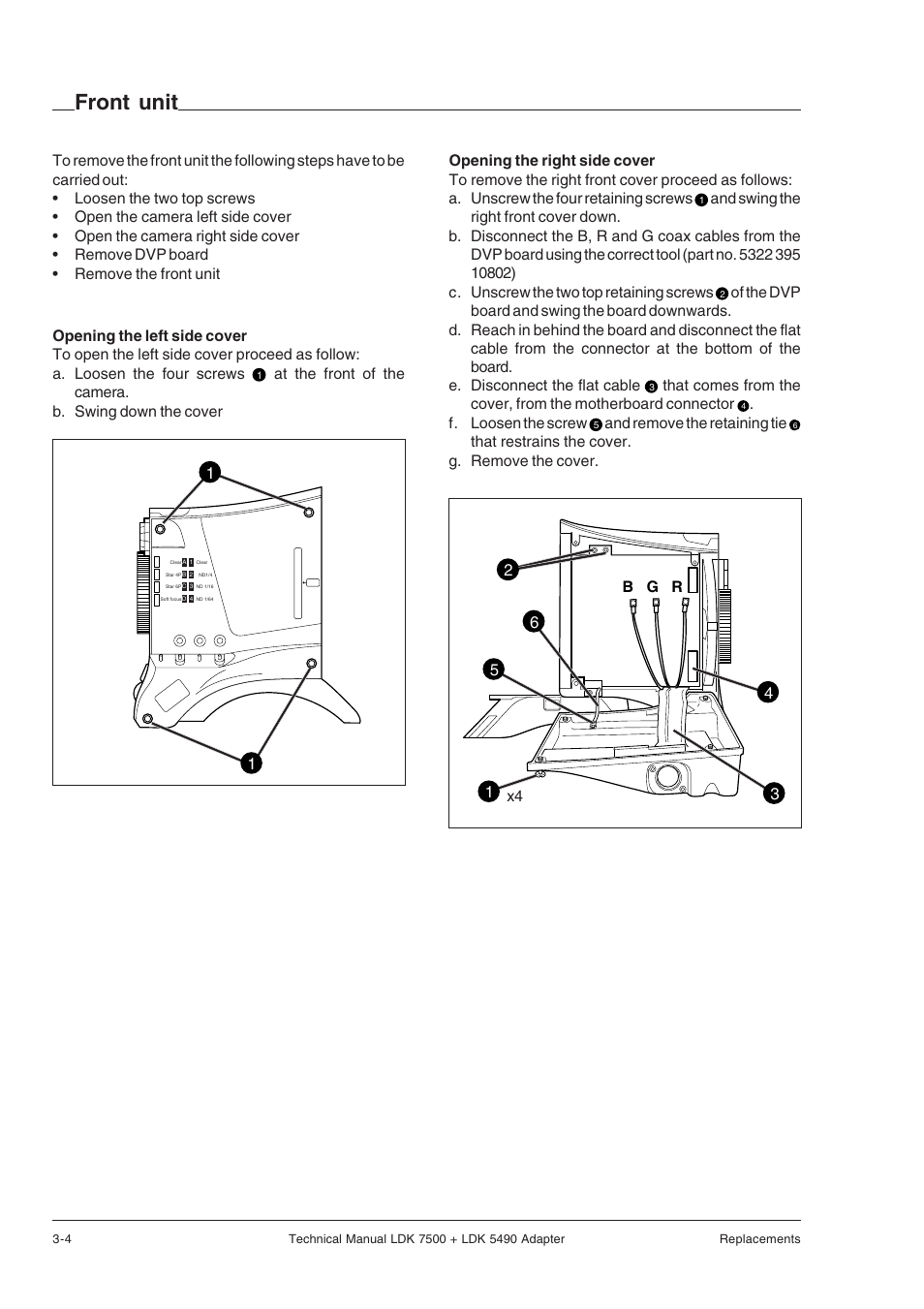 Front unit | Grass Valley LDK 7500 Technical Manual User Manual | Page 24 / 42