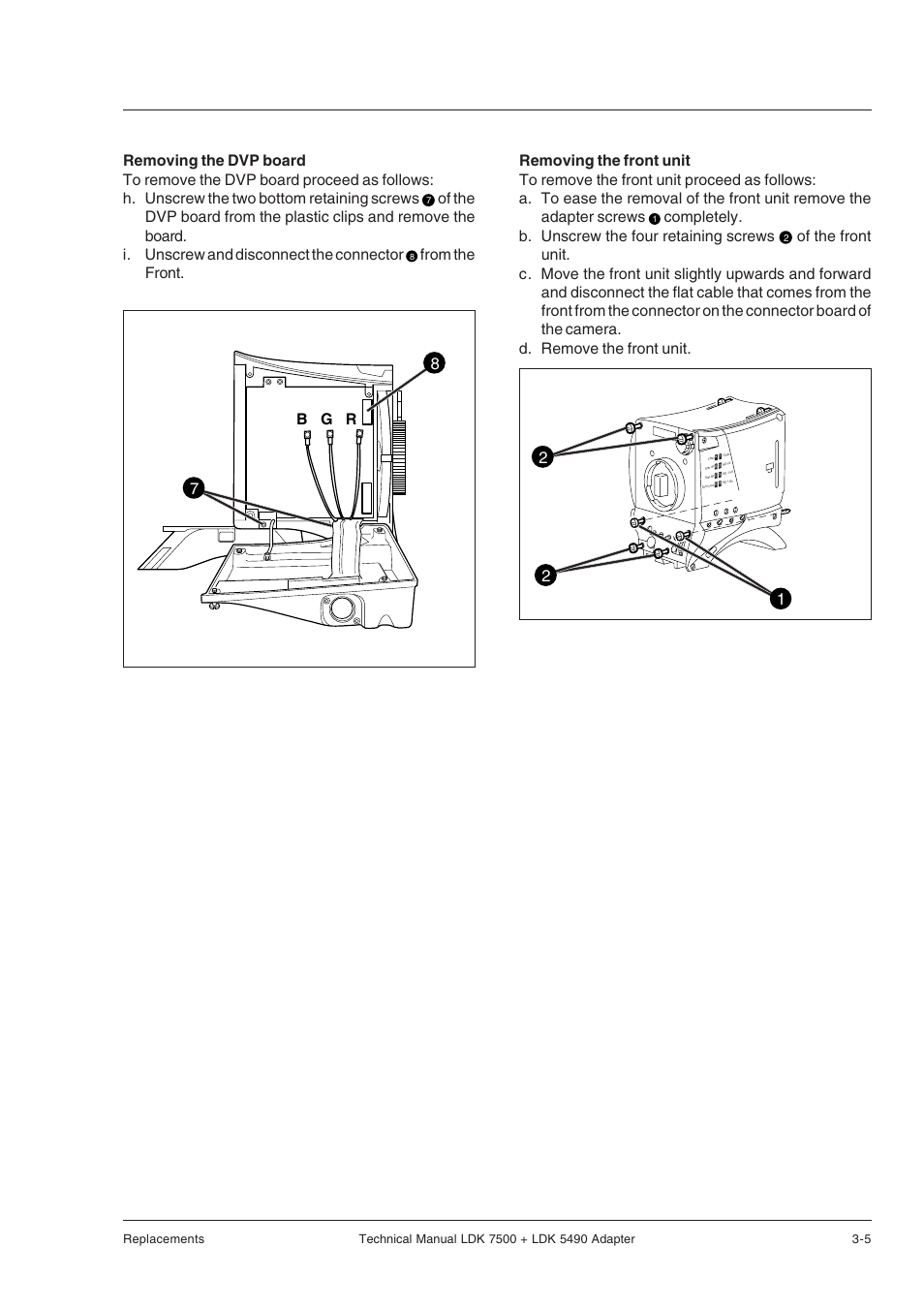 Completely. b. unscrew the four retaining screws | Grass Valley LDK 7500 Technical Manual User Manual | Page 25 / 42