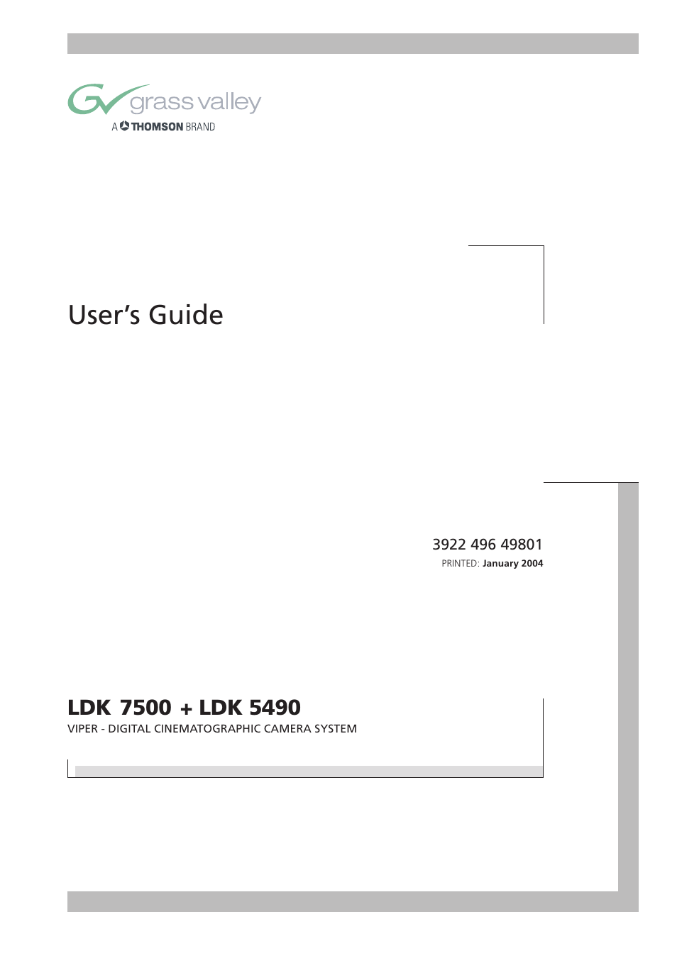 Grass Valley LDK 7500 User Guide User Manual | 136 pages