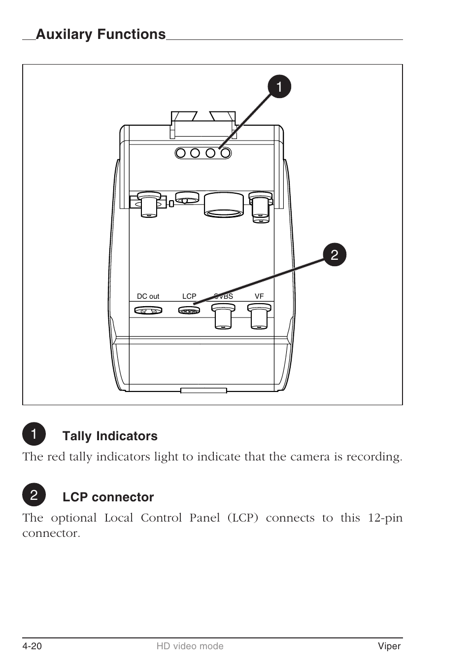 Auxilary functions 1 2 | Grass Valley LDK 7500 User Guide User Manual | Page 114 / 136