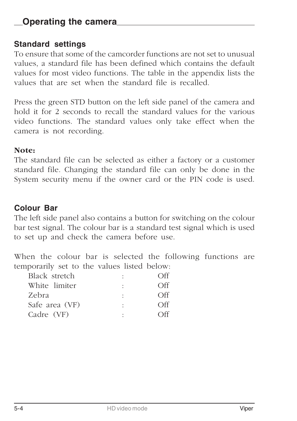 Operating the camera | Grass Valley LDK 7500 User Guide User Manual | Page 118 / 136