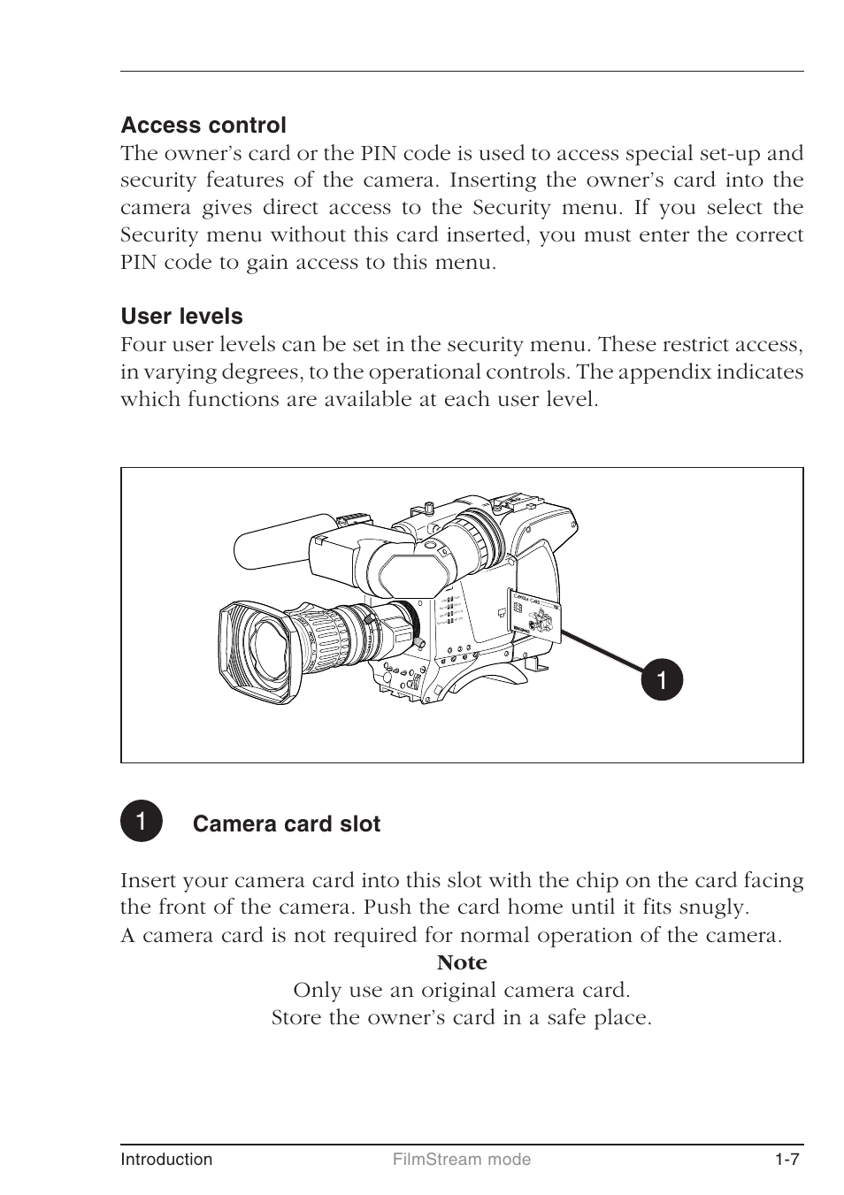 Introduction filmstream mode 1-7 | Grass Valley LDK 7500 User Guide User Manual | Page 15 / 136