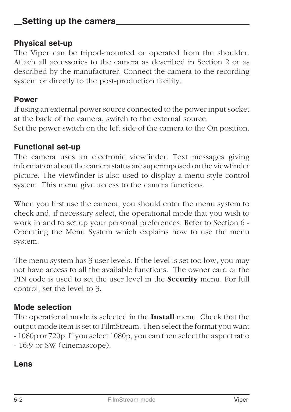 Setting up the camera | Grass Valley LDK 7500 User Guide User Manual | Page 50 / 136