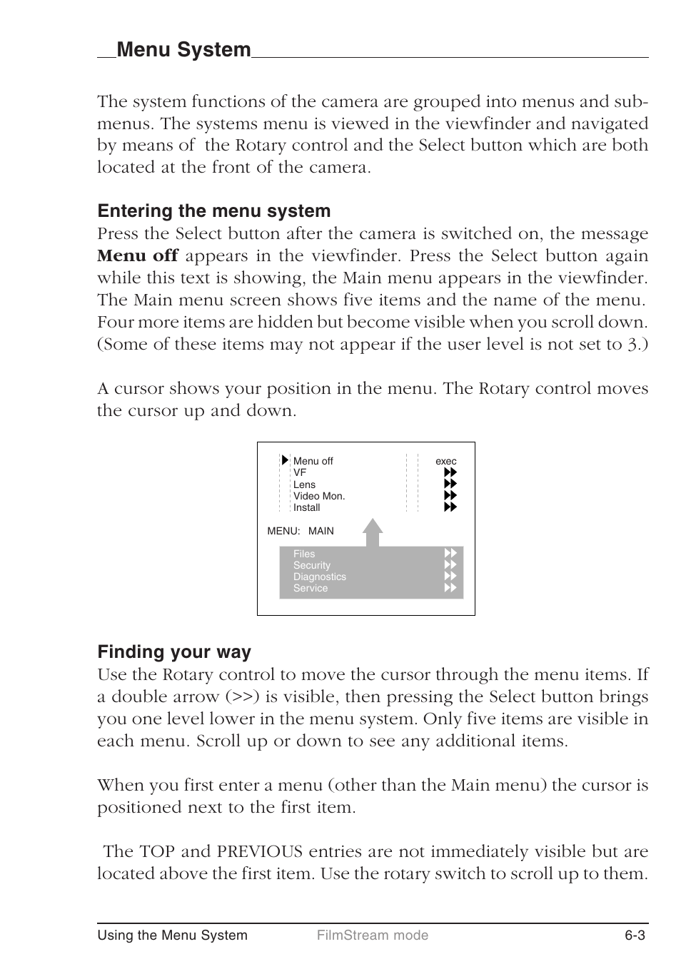 Menu system | Grass Valley LDK 7500 User Guide User Manual | Page 57 / 136