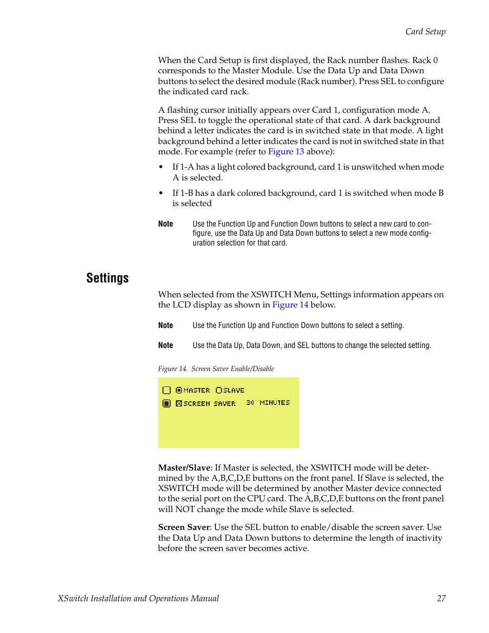 Settings | Grass Valley XSwitch Feb 08 2006 User Manual | Page 27 / 52
