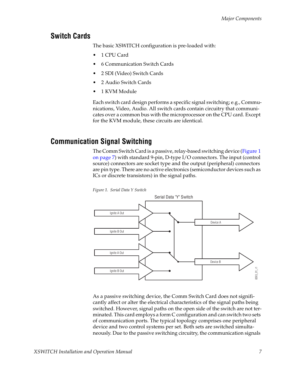 Switch cards, Communication signal switching | Grass Valley XSwitch Feb 08 2006 User Manual | Page 7 / 52