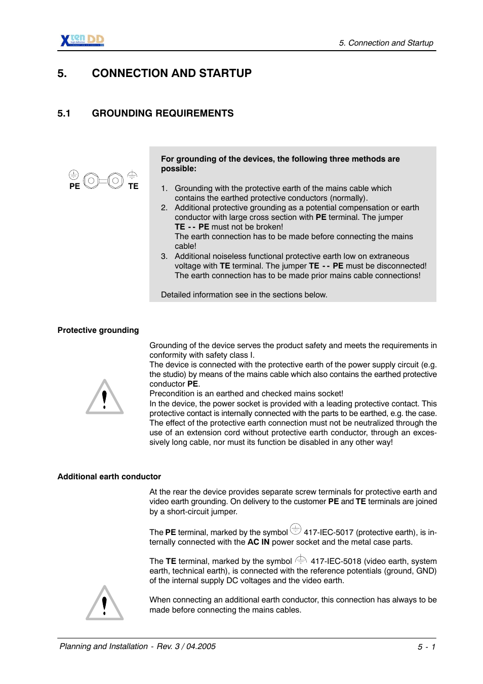 Connection and startup | Grass Valley XtenDD DD User Manual | Page 63 / 196