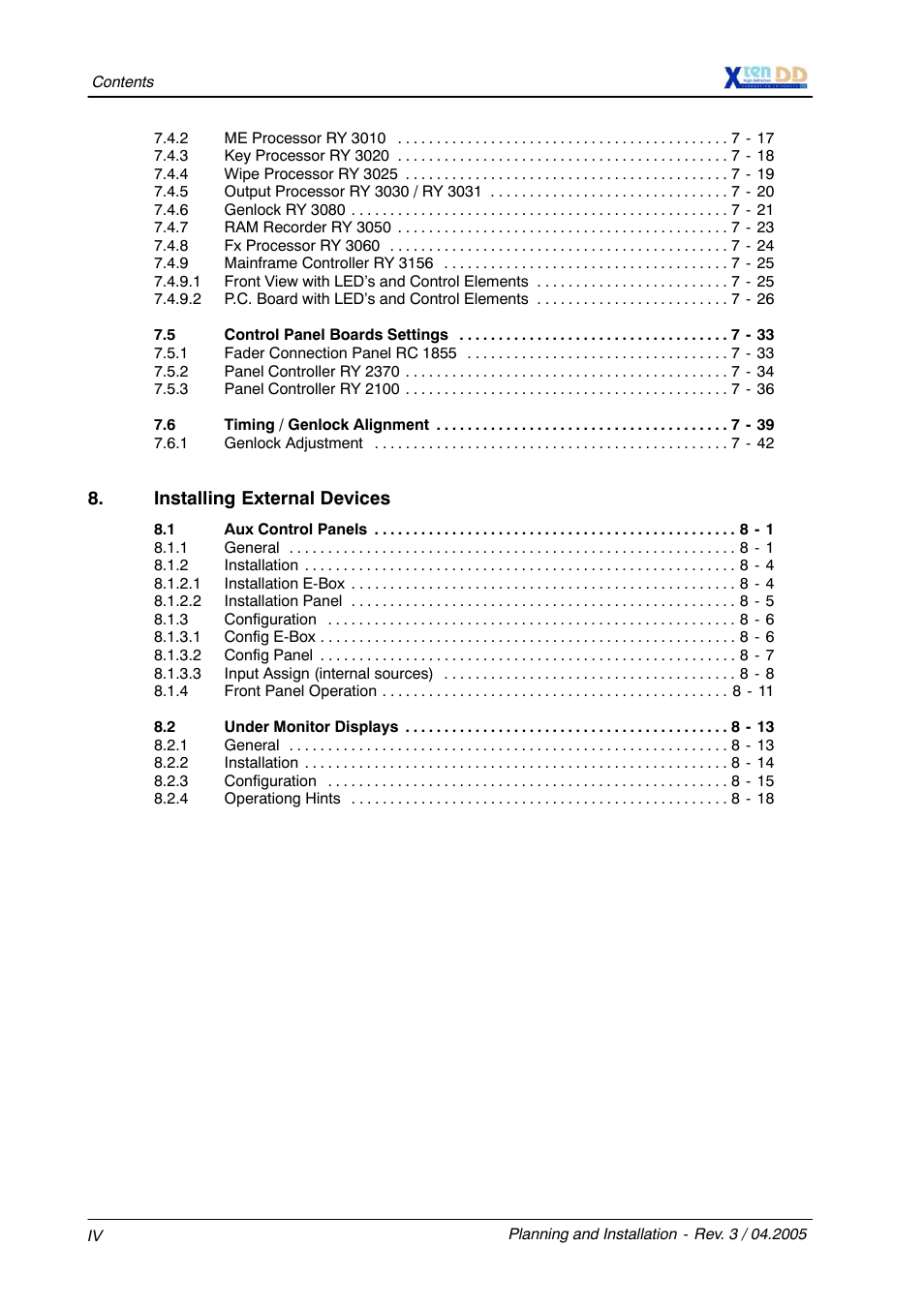 Grass Valley XtenDD DD User Manual | Page 7 / 196