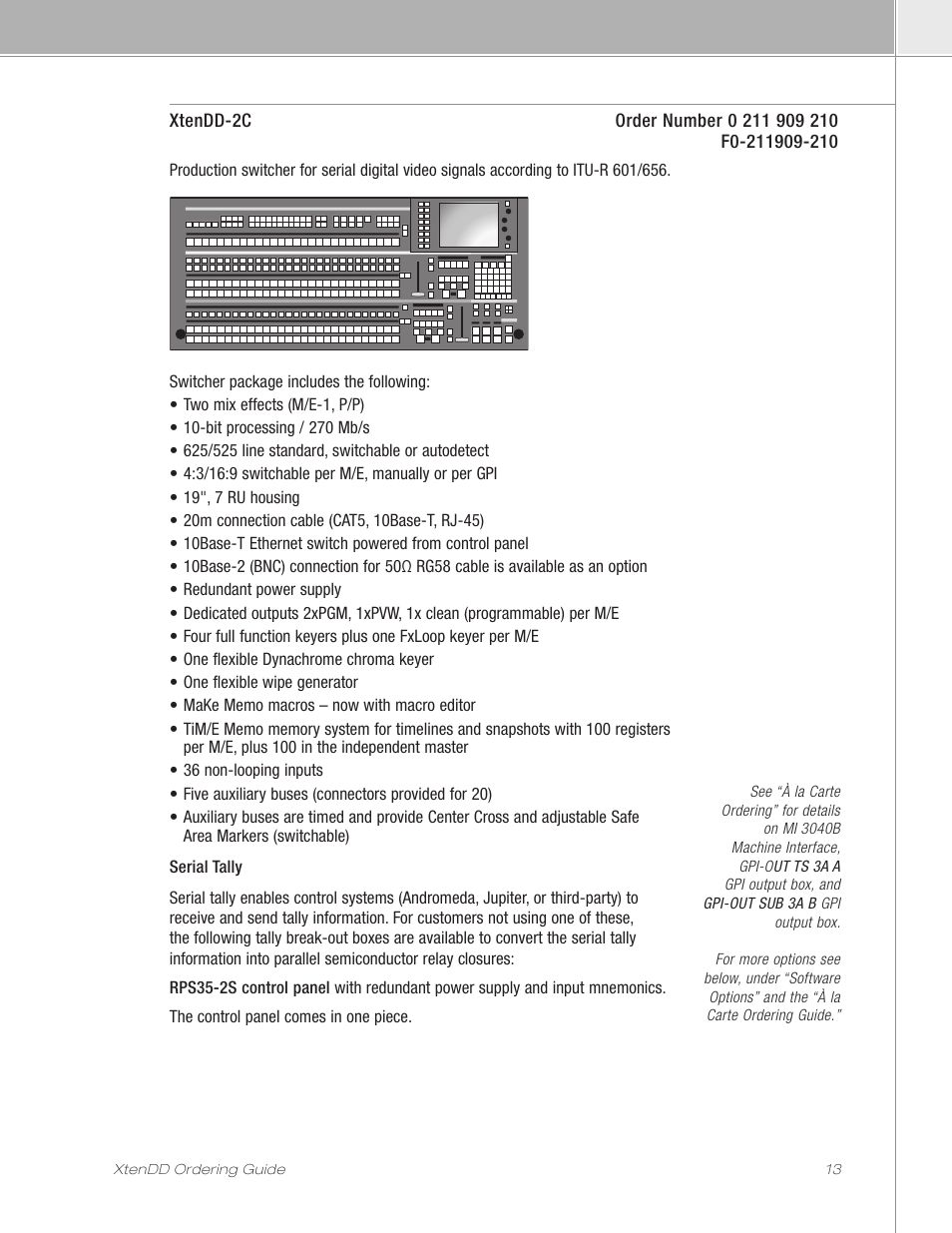 Grass Valley XtenDD Ordering Guide User Manual | Page 13 / 56