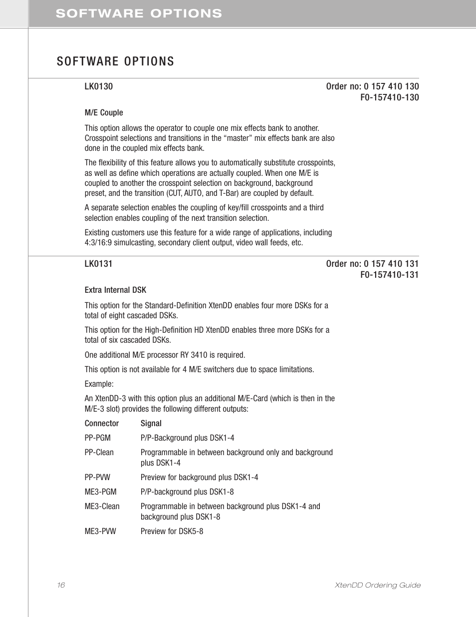 Software options | Grass Valley XtenDD Ordering Guide User Manual | Page 16 / 56
