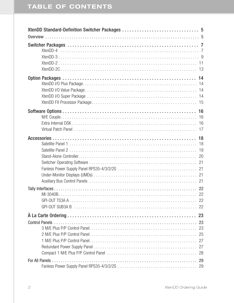 Grass Valley XtenDD Ordering Guide User Manual | Page 2 / 56