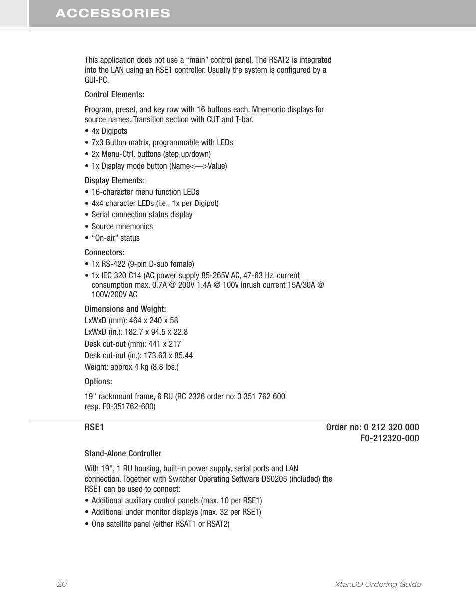 Accessories | Grass Valley XtenDD Ordering Guide User Manual | Page 20 / 56
